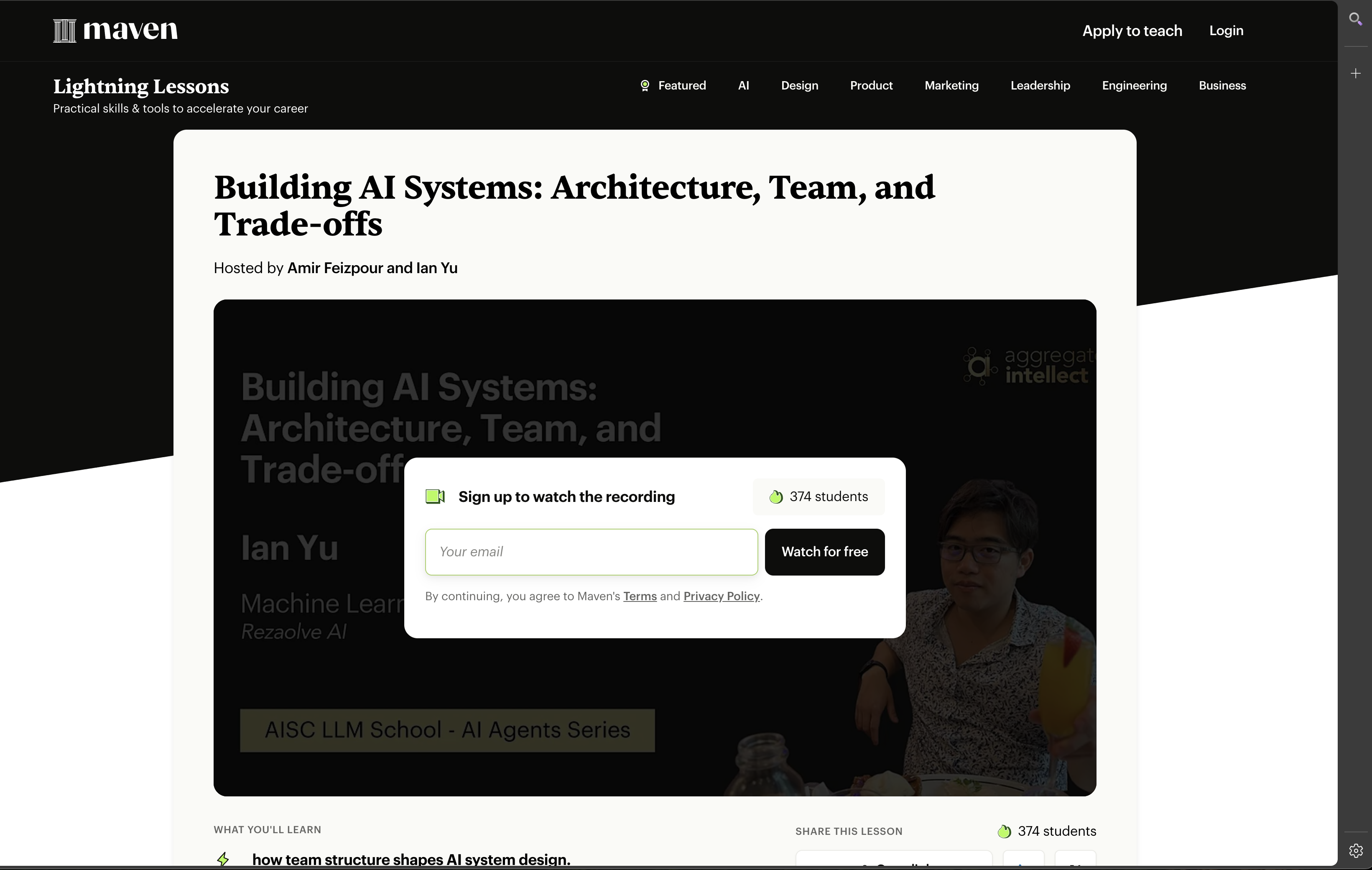 Ian Yu in a banner about the talk
